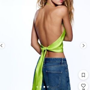 ZARA Lime Green Women's Cowl Neck Top Blogger favorite